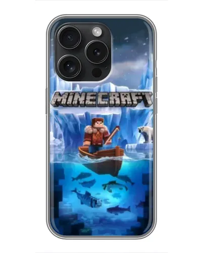 Чехол для iPhone 15 Pro с картинкой «Minecraft ледяной мир» Чехол для iPhone 15 Pro с картинкой «Minecraft ледяной мир»