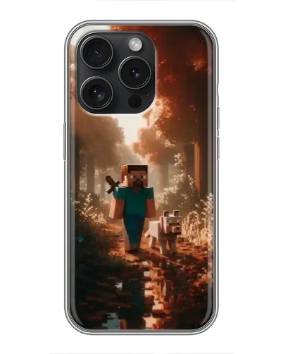Чехол для iPhone 15 Pro с картинкой «Стив в лесу» Чехол для iPhone 15 Pro с картинкой «Стив в лесу»