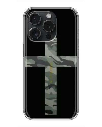 Чехол для iPhone 15 Pro с картинкой «Милитари Крест» Чехол для iPhone 15 Pro с картинкой «Милитари Крест»