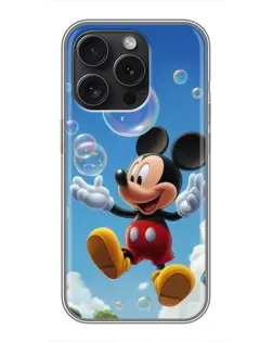 Чехол для iPhone 15 Pro с картинкой «Mickey и мыльные пузыри»