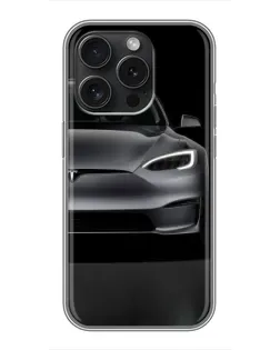 Чехол для iPhone 15 Pro с картинкой «Tesla Model S Look»
