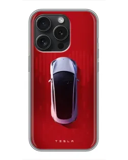 Чохол для iPhone 15 Pro з картинкою «Tesla Top View»