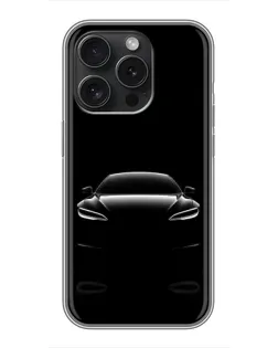 Чохол для iPhone 15 Pro з картинкою «Силует Tesla Night»