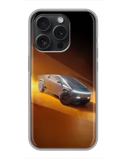 Чохол для iPhone 15 Pro з картинкою «Cybertruck у пустелі»