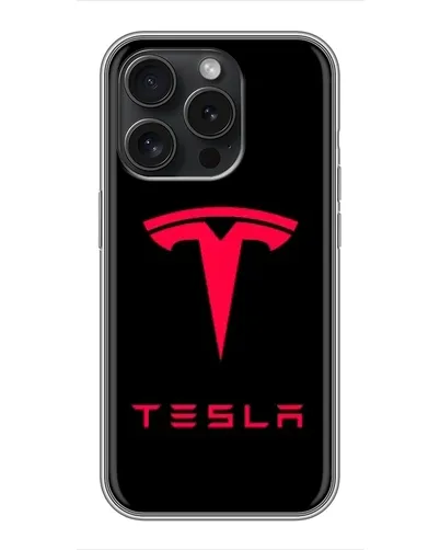 Чехол для iPhone 15 Pro с картинкой «Tesla Red Logo» Чехол для iPhone 15 Pro с картинкой «Tesla Red Logo»