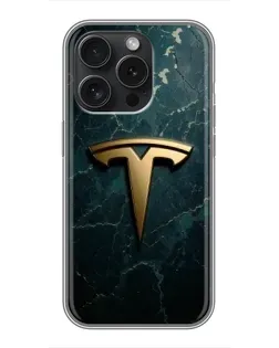 Чохол для iPhone 15 Pro з картинкою «Мармурова Tesla Gold»