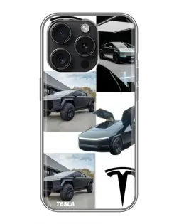 Чохол для iPhone 15 Pro з картинкою «Колаж Cybertruck Tesla»