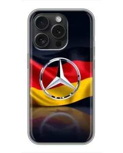 Чохол для iPhone 15 Pro з картинкою «Mercedes — прапор Німеччини» Чохол для iPhone 15 Pro з картинкою «Mercedes — прапор Німеччини»