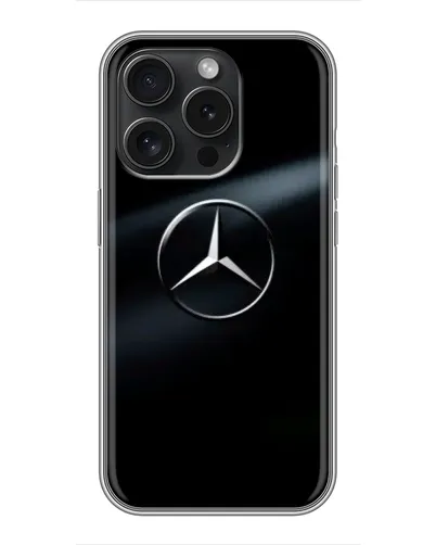 Чехол для iPhone 15 Pro с картинкой «Mercedes на металле» Чехол для iPhone 15 Pro с картинкой «Mercedes на металле»