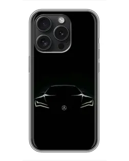 Чохол для iPhone 15 Pro з картинкою «Mercedes — силует авто» Чохол для iPhone 15 Pro з картинкою «Mercedes — силует авто»