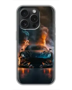Чехол для iPhone 15 Pro с картинкой «Lamborghini дымная эстетика»
