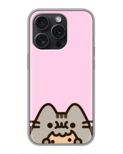 Чехол для iPhone 15 Pro с картинкой «Pusheen и печенье»