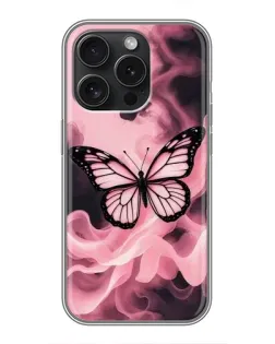 Чехол для iPhone 15 Pro с картинкой «Бабочка в дыму»