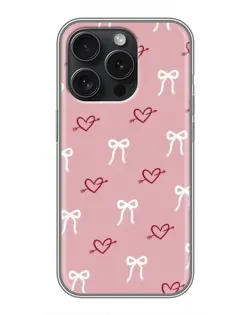 Чохол для iPhone 15 Pro з картинкою «Серця та банти»
