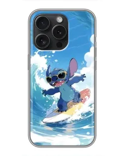 Чехол для iPhone 15 Pro с картинкой «Стич на волне»