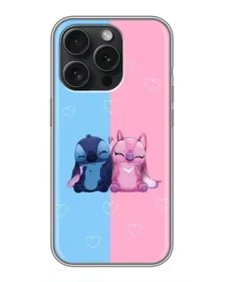 Чехол для iPhone 15 Pro с картинкой «Stitch и Angel Love»