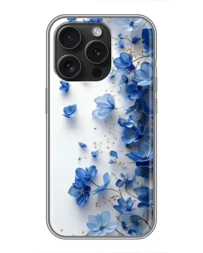 Чехол для iPhone 15 Pro с картинкой «Голубой цветочный каскад» Чехол для iPhone 15 Pro с картинкой «Голубой цветочный каскад»