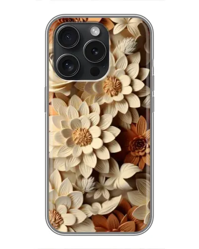 Чехол для iPhone 15 Pro с картинкой «Бежевый флористический декор» Чехол для iPhone 15 Pro с картинкой «Бежевый флористический декор»