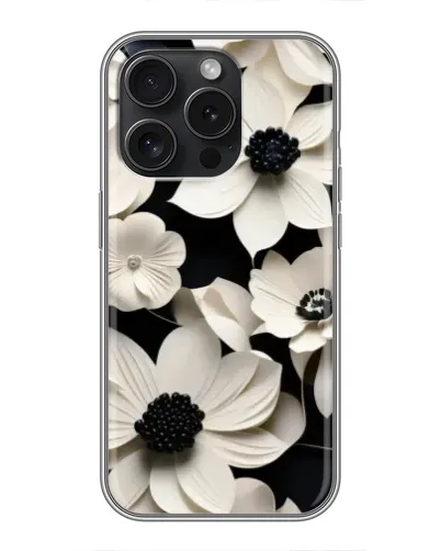 Чехол для iPhone 15 Pro с картинкой «Объемные белые цветы» Чехол для iPhone 15 Pro с картинкой «Объемные белые цветы»