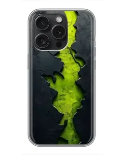 Чохол для iPhone 15 Pro з картинкою «Салатовий розлом скелі»