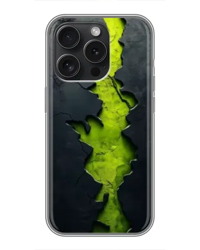 Чехол для iPhone 15 Pro с картинкой «Салатовый разлом скалы» Чехол для iPhone 15 Pro с картинкой «Салатовый разлом скалы»