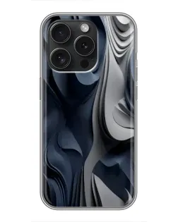 Чохол для iPhone 15 Pro з картинкою «Об'ємні сині складки»