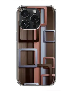 Чохол для iPhone 15 Pro з картинкою «Коричневі об'ємні квадрати»
