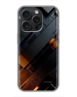 Чохол для iPhone 15 Pro з картинкою «Чорні геометричні блоки»