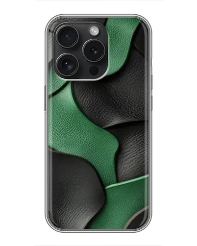 Чехол для iPhone 15 Pro с картинкой «Зеленые кожаные волны» Чехол для iPhone 15 Pro с картинкой «Зеленые кожаные волны»