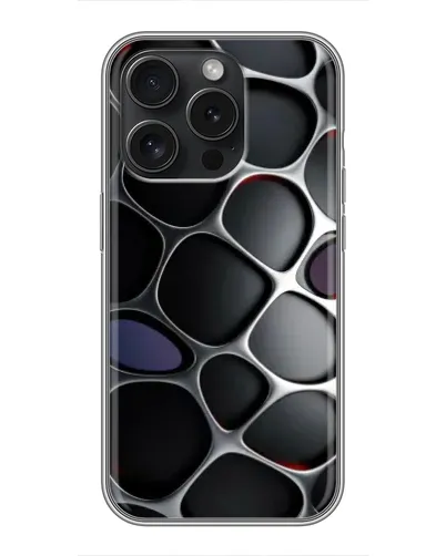 Чехол для iPhone 15 Pro с картинкой «Объемная темная решетка» Чехол для iPhone 15 Pro с картинкой «Объемная темная решетка»