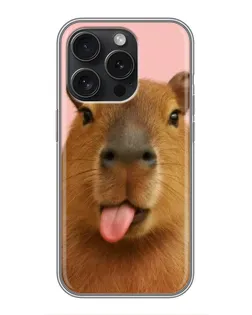 Чохол для iPhone 15 Pro з картинкою «Капібара з язиком»