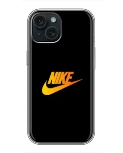 Чохол для iPhone 15 з картинкою «Золотий логотип Nike»