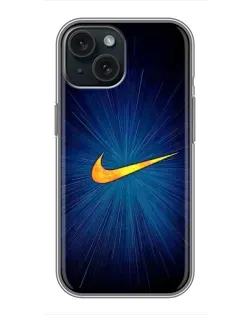 Чехол для iPhone 15 с картинкой «Синий пульс Nike» Чехол для iPhone 15 с картинкой «Синий пульс Nike»