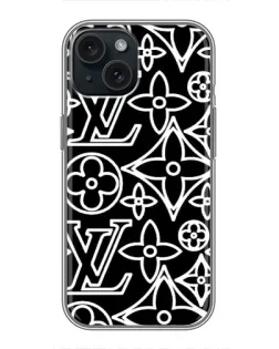 Чохол для iPhone 15 з картинкою «Чорно-білий візерунок LV»