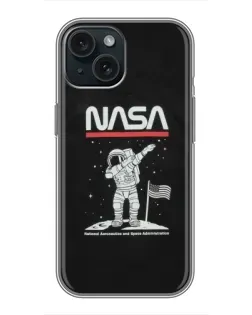 Чохол для iPhone 15 з картинкою «NASA — крокуємо по Місяцю»