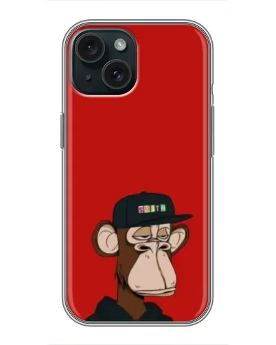 Чохол для iPhone 15 з картинкою «Bored Ape — червоний фон»