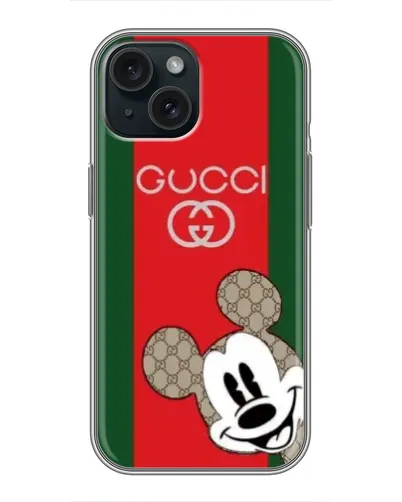Чохол для iPhone 15 з картинкою «Gucci — смуги та Міккі»