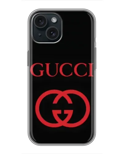 Чохол для iPhone 15 з картинкою «Gucci — червоний логотип»