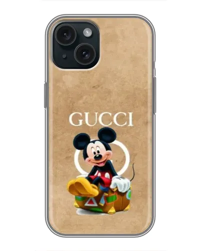 Чохол для iPhone 15 з картинкою «Міккі Маус Gucci — крафт»