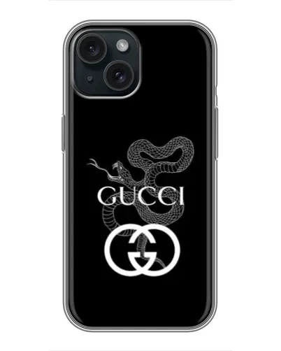 Чохол для iPhone 15 з картинкою «Gucci — срібна змія»