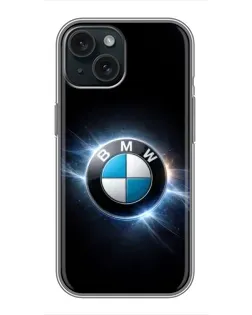 Чохол для iPhone 15 з картинкою «BMW — неонове сяйво»
