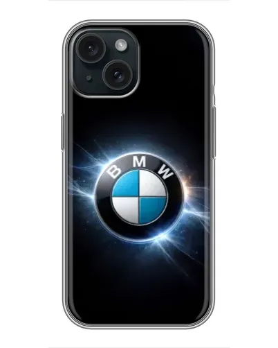 Чохол для iPhone 15 з картинкою «BMW — неонове сяйво»