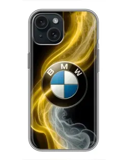 Чохол для iPhone 15 з картинкою «Золотистий дим BMW»