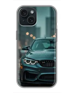 Чохол для iPhone 15 з картинкою «BMW у вогнях міста»