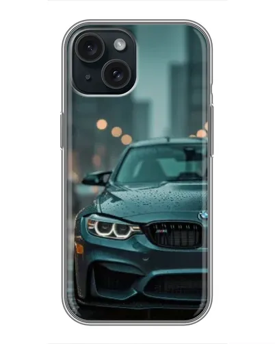 Чохол для iPhone 15 з картинкою «BMW у вогнях міста»