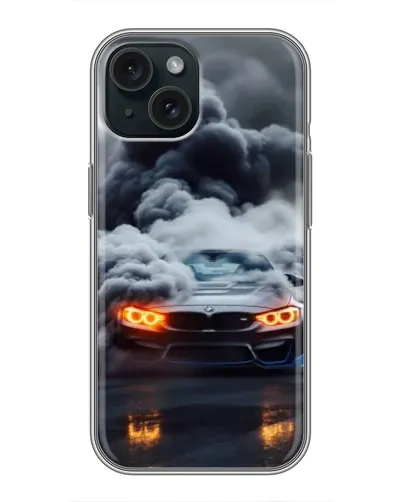 Чохол для iPhone 15 з картинкою «BMW у диму»