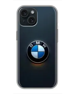 Чохол для iPhone 15 з картинкою «Логотип BMW — мінімалізм»