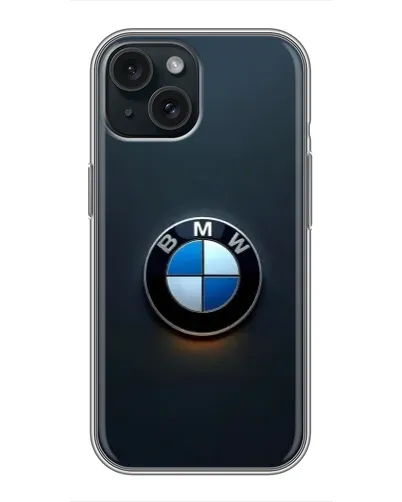 Чохол для iPhone 15 з картинкою «Логотип BMW — мінімалізм»