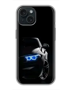 Чехол для iPhone 15 с картинкой «BMW — ночной взгляд»