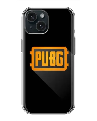 Чехол для iPhone 15 с картинкой «PUBG — рамка лого»